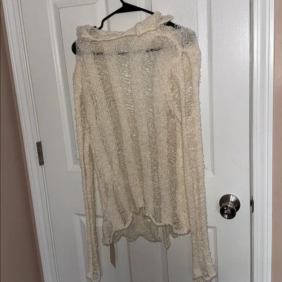 Cream Distressed Sweater Top - Picture 2 of 3